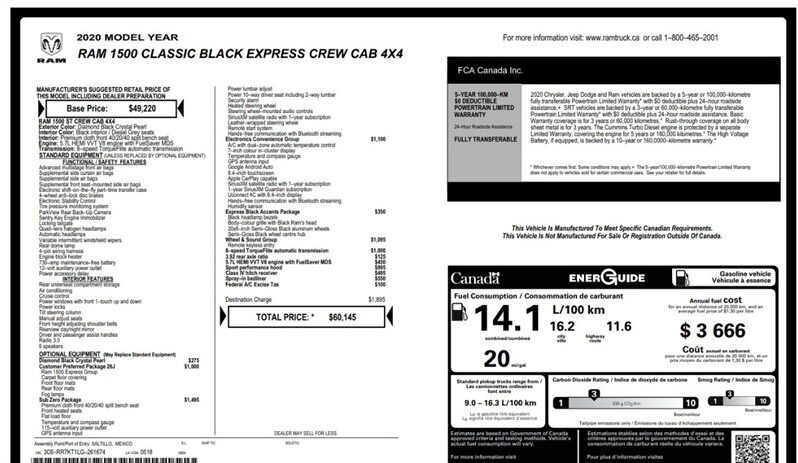 
								2020 RAM 1500 Classic Express full									
