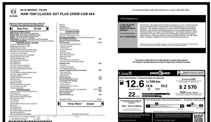 
								2019 RAM 1500 Classic SXT Plus full									