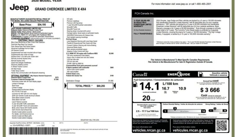 
								2020 Jeep Grand Cherokee Limited X full									