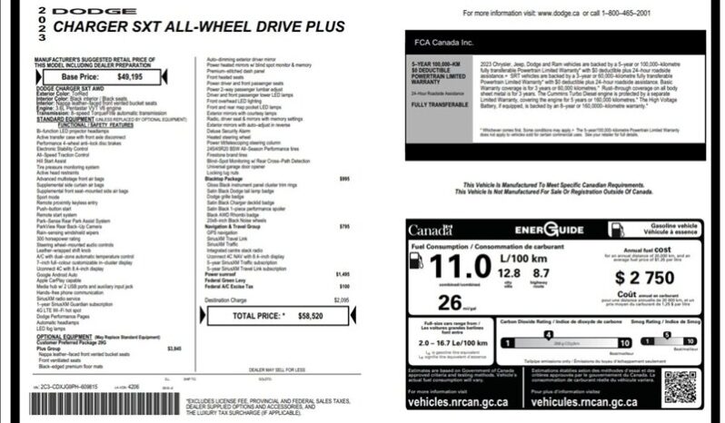 
								2023 Dodge Charger SXT Plus Black Top full									