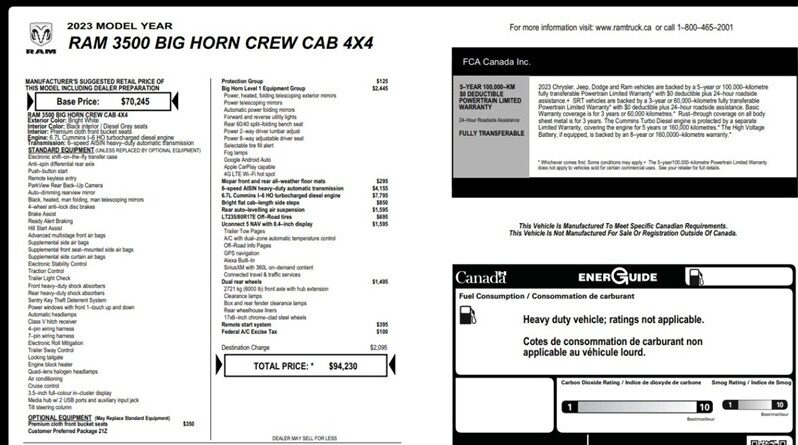 
								2023 RAM 3500 Big Horn full									