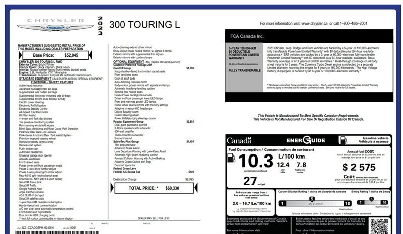 
								2023 Chrysler 300 Series Touring L full									