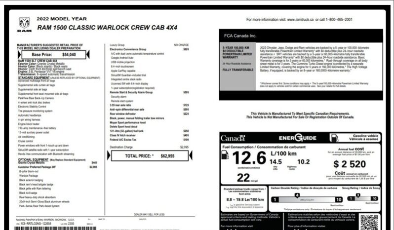 
								2022 RAM 1500 Classic Warlock full									