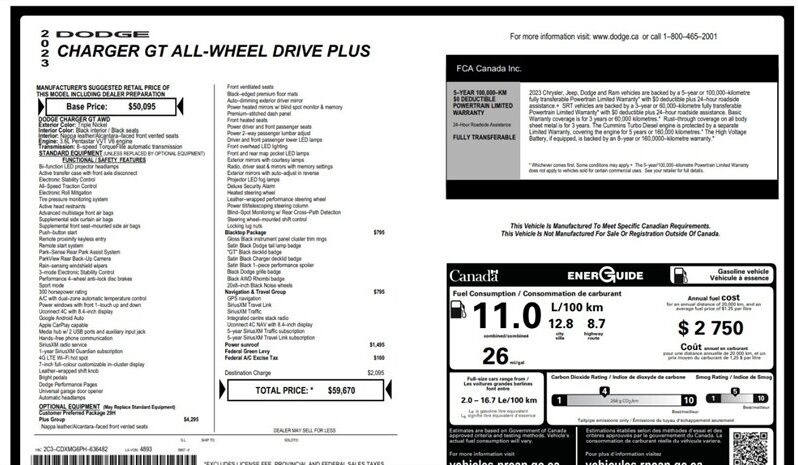 
								2023 Dodge Charger GT Plus Blacktop Sunroof full									