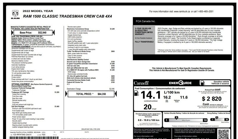 
								2022 RAM 1500 Classic Tradesman full									