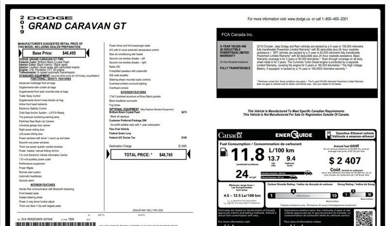 
								2019 Dodge Grand Caravan GT full									