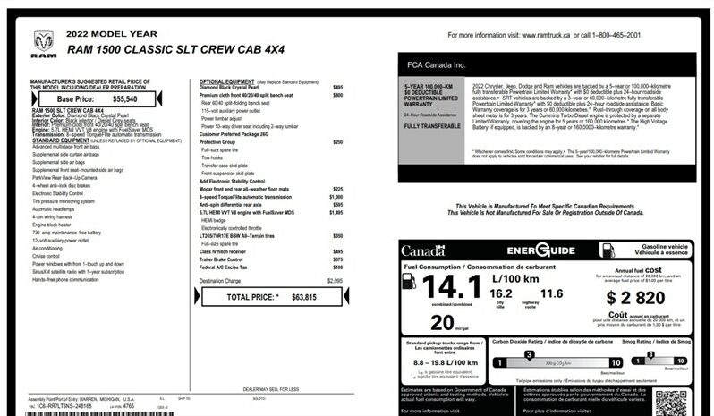 
								2022 RAM 1500 SLT full									