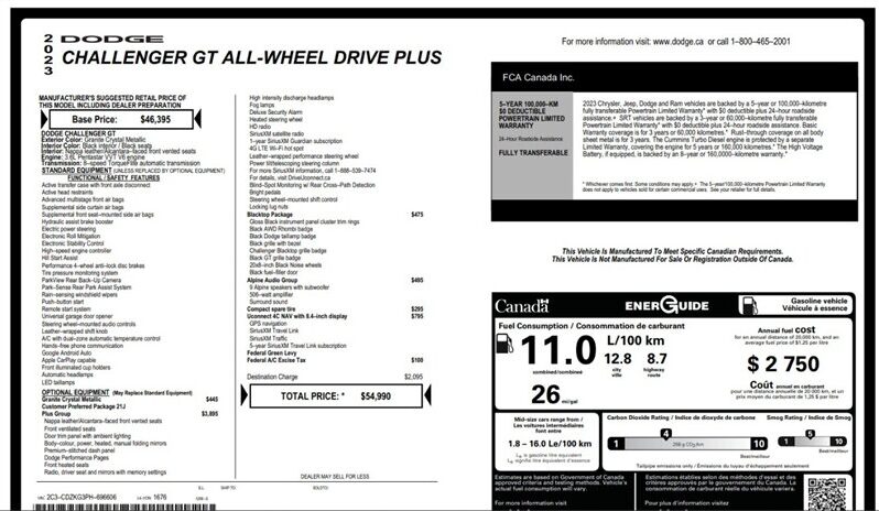 
								2023 Dodge Challenger GT Plus Blacktop full									
