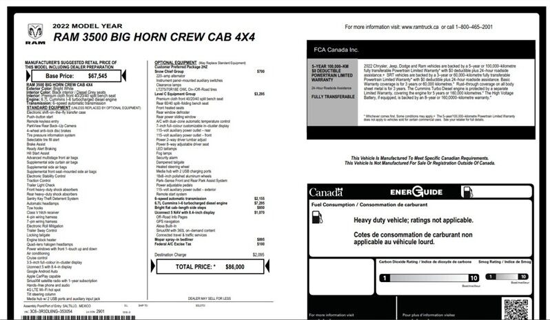 
								2022 RAM 3500 Big Horn Diesel full									