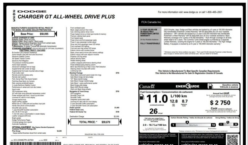 
								2023 Dodge Charger GT Plus Blacktop Sunroof full									