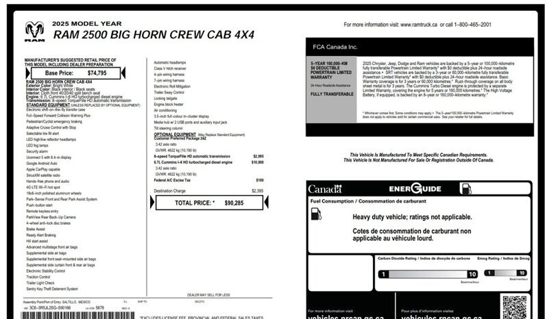
								2025 RAM 2500 Big Horn Diesel (NEW) full									