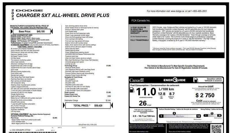 
								2023 Dodge Charger SXT Plus Sunroof full									