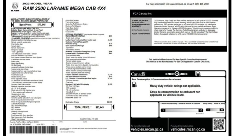 
								2022 RAM 2500 Laramie Mega Cab Diesel Sport full									