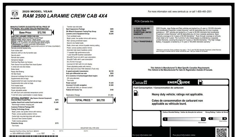 
								2020 RAM 2500 Laramie Sport Diesel full									