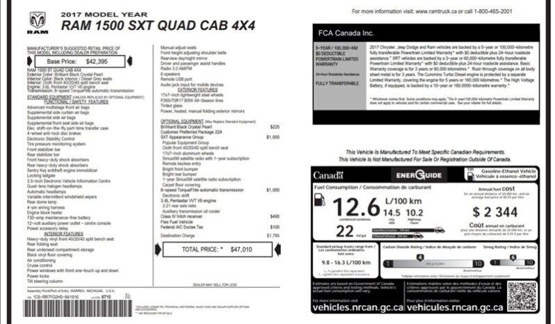 
								2017 RAM 1500 SXT full									