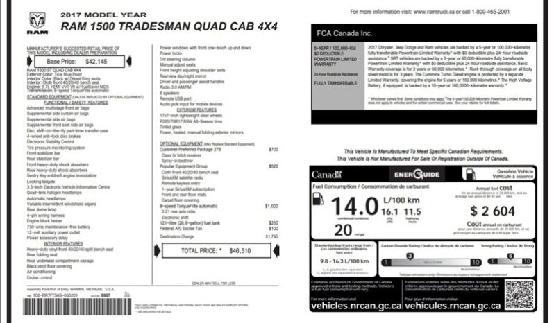 
								2017 RAM 1500 Tradesman full									
