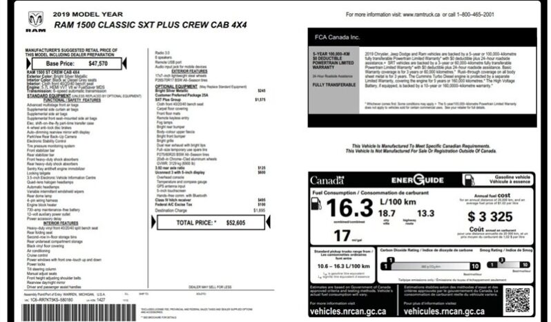 
								2019 RAM 1500 SXT full									