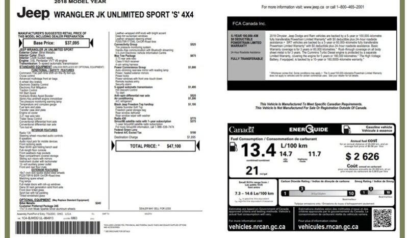 
								2018 Jeep Wrangler JK Unlimited Sport full									