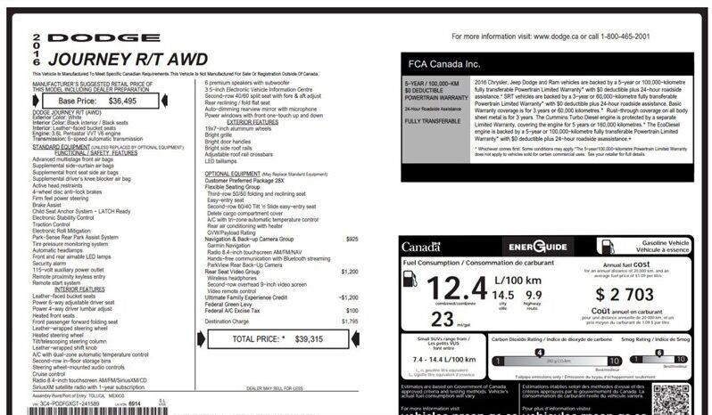 
								2016 Dodge Journey R/T full									