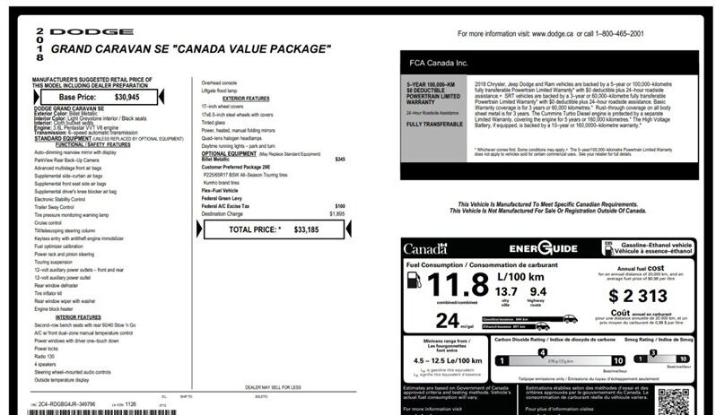 
								2018 Dodge Grand Caravan SE Plus full									