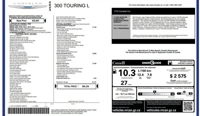 
								2023 Chrysler 300 Series Touring L full									