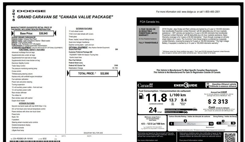 
								2018 Dodge Grand Caravan SE full									