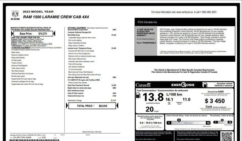 
								2023 RAM 1500 Laramie full									