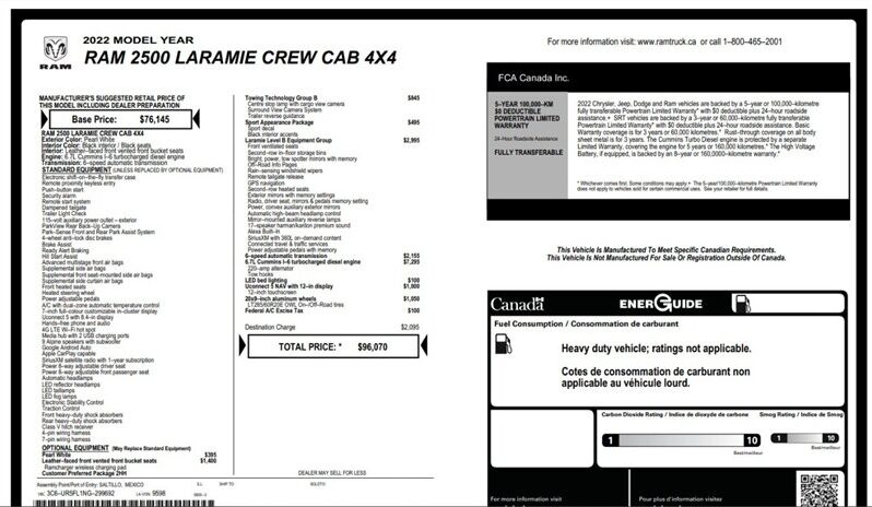 
								2022 RAM 2500 Laramie Diesel Sport full									